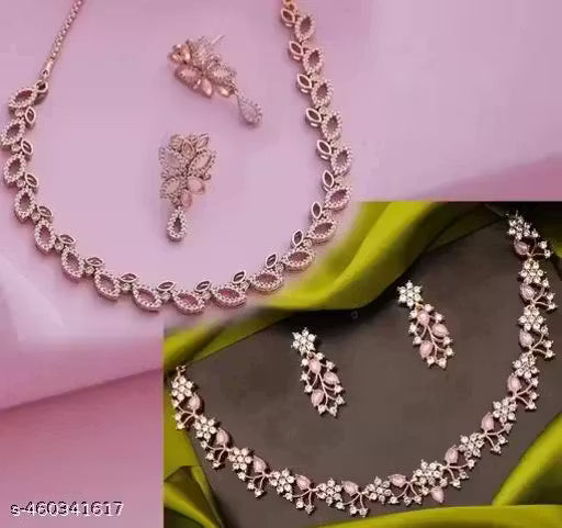 ZP Stone Necklace Set with Earrings for Women – Elegant Designer Jewellery Set | Party & Wedding Wear