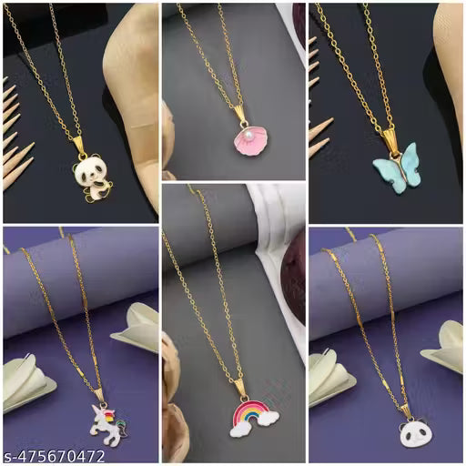 Gold-Plated Necklace Combo Set for Women & Girls – Stylish Daily Wear Jewellery (Combo of 6)